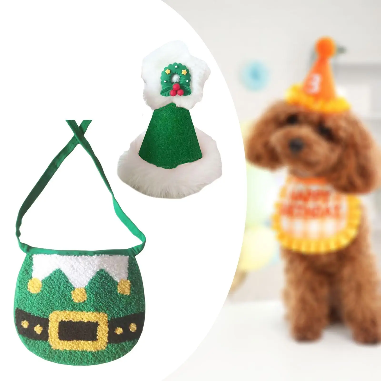 Babero navideño para mascotas con sombrero de invierno para perros pequeños, regalo para cachorros y gatos, fiesta fantástica, decoración navideña suave y bonita, Bandana para perros fácil de limpiar - imagen 4