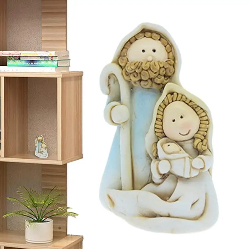 Escena de Natividad tradicional, adorno de resina, estatua de pesebre reutilizable, juegos de adornos de estatuilla para salas de exposición - imagen 4