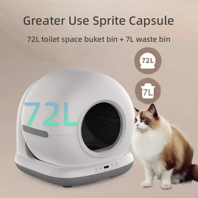 Caja de arena inteligente automática para gatos, autolimpiante, 72L, inodoro para gatos, Control por aplicación, espacio Extra grande, adecuada para gatos grandes, desodorante de iones - imagen 3