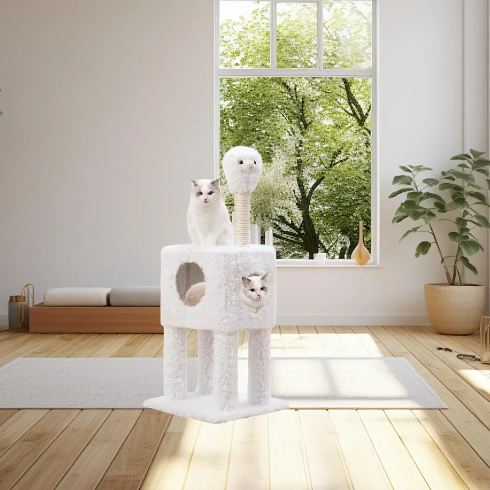Cat Tree Activity Center Furniture Protector with Scratching Post for Kitty
