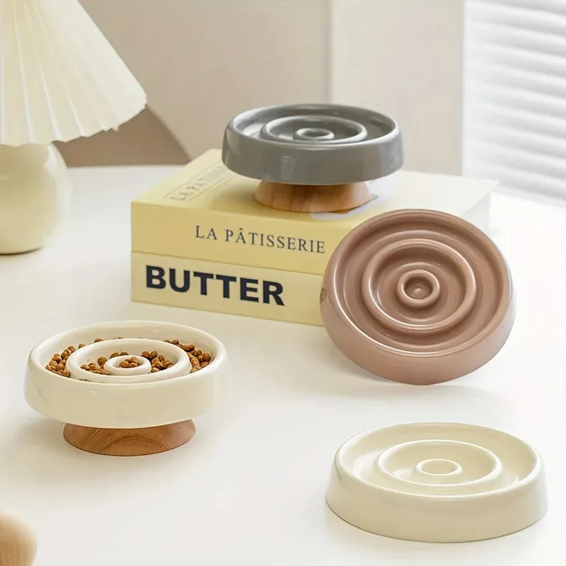 Contenedor de cerámica anti-golping para alimentación de mascotas, cuenco de alimentación lenta para perros y gatos, plato de comida de rompecabezas para evitar que la comida rápida - imagen 2