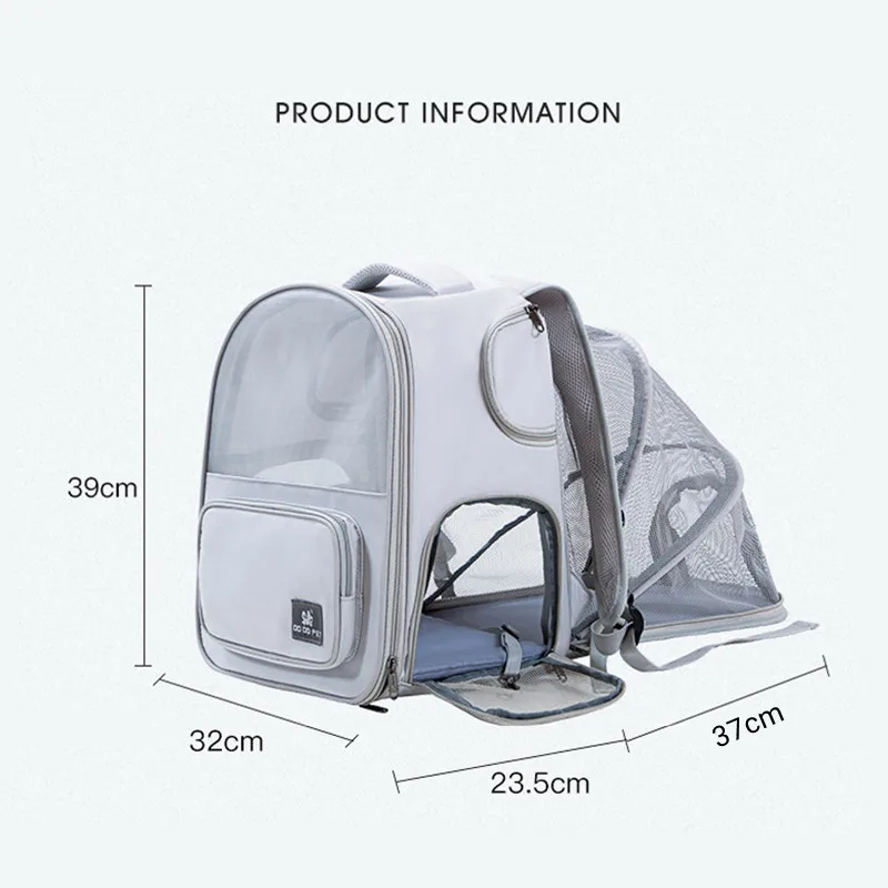 Mochila plegable transpirable para gatos, bolsa de viaje para cachorros, caminar, uso al aire libre, jaula para mascotas expandible de gran capacidad - imagen 4