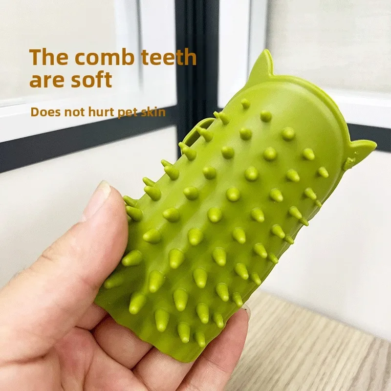 Peine de masaje para depilación de Gel de sílice para mascotas, juguetes para aliviar el estrés para perros y gatos de alta elasticidad, accesorios de limpieza de baño - imagen 2