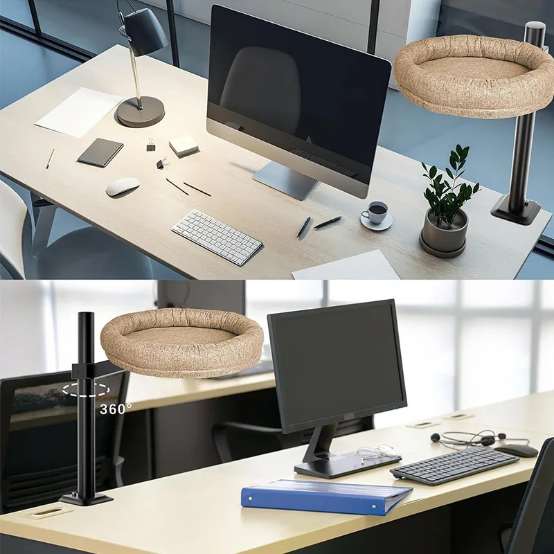 Nuevo producto Escritorio Nido para gatos Cama para mascotas 360 °   Hamaca giratoria de altura ajustable para gatos, cama para mascotas, saco de dormir - imagen 3