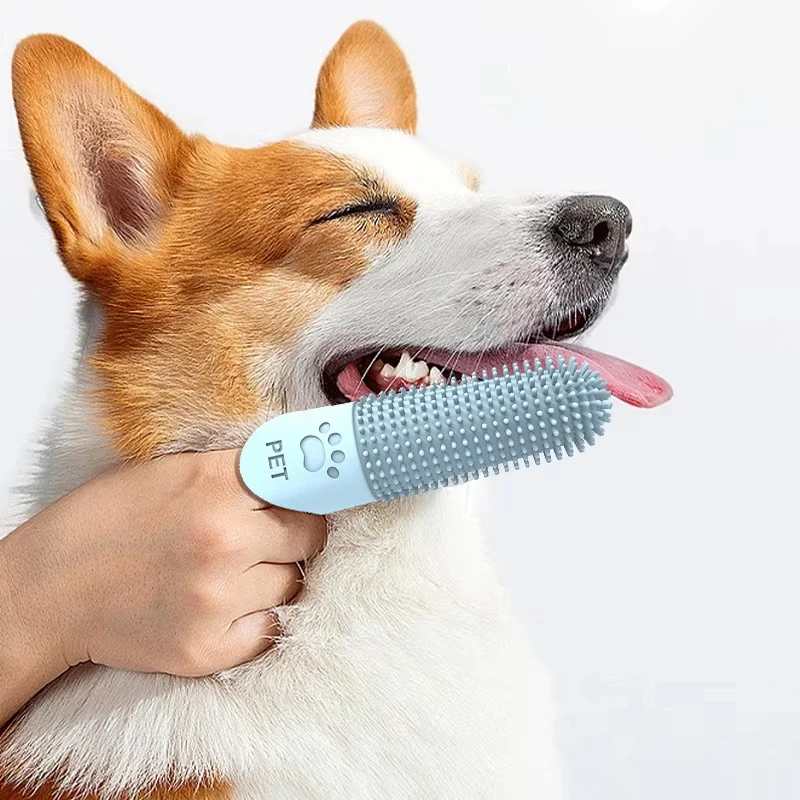 3 unids/set cepillo de dientes para dedos de mascotas herramienta de limpieza de dientes de perro de silicona suave cepillo de limpieza de dientes de mascotas para gatos perros accesorios para perros - imagen 3