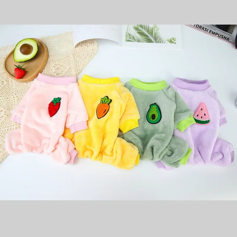 Pijamas cálidos para perros, ropa para perros, abrigo, mono con patrón de frutas, ropa para perros, mascotas, ropa de moda de cuatro patas - imagen 5