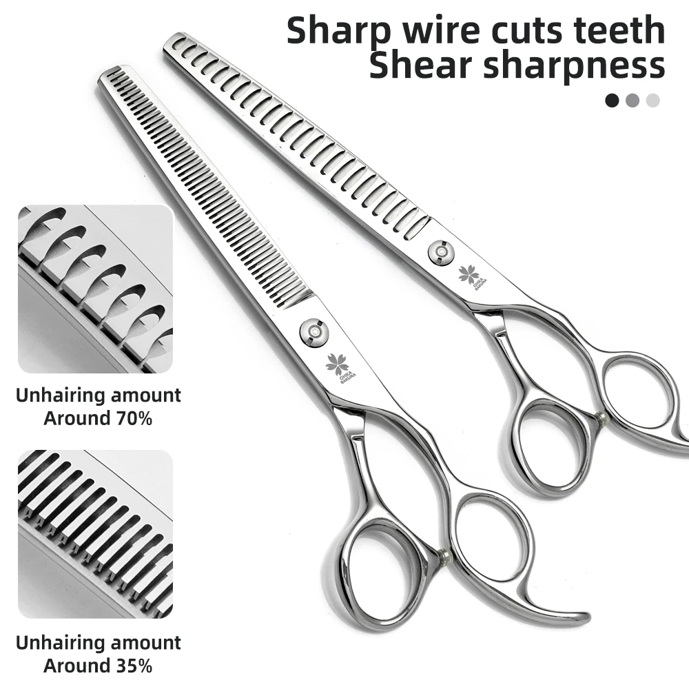 Tijeras profesionales de belleza para mascotas Japón 440c acero perro Teddy esteticista para mascotas 7,5 pulgadas tijeras para doblar tijeras finas de alta calidad - imagen 4