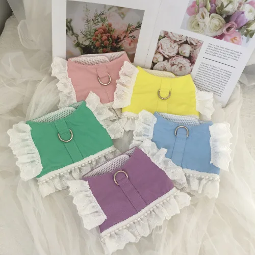 Correa para el pecho con perlas de encaje para mascotas, tracción, oso maltés, perro para salir, ropa para el pecho y la espalda, perros pequeños y medianos, peluche para gatos - imagen 2