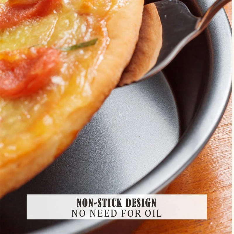 Bandejas antiadherente de acero al carbono para Pizza, bandeja para hornear con agujeros, plato redondo profundo, molde para hornear, horno, herramientas de cocina para el hogar - imagen 4