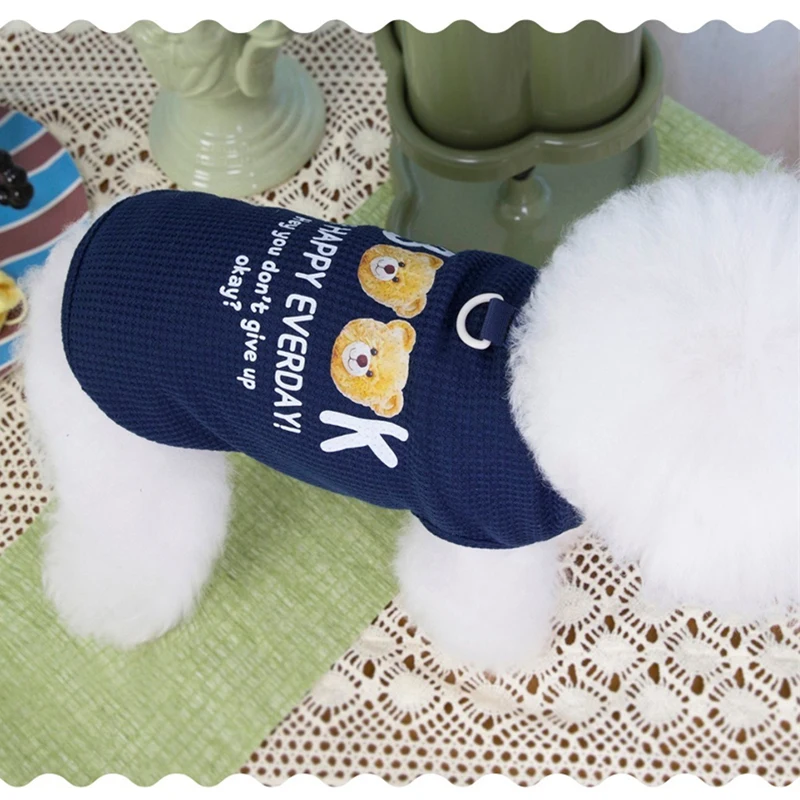 Lindo oso Patchwork mascota perro verano chaleco patrón de gofre ropa de gato Chihuahua camiseta ligera sin mangas para cachorro pequeño - imagen 5