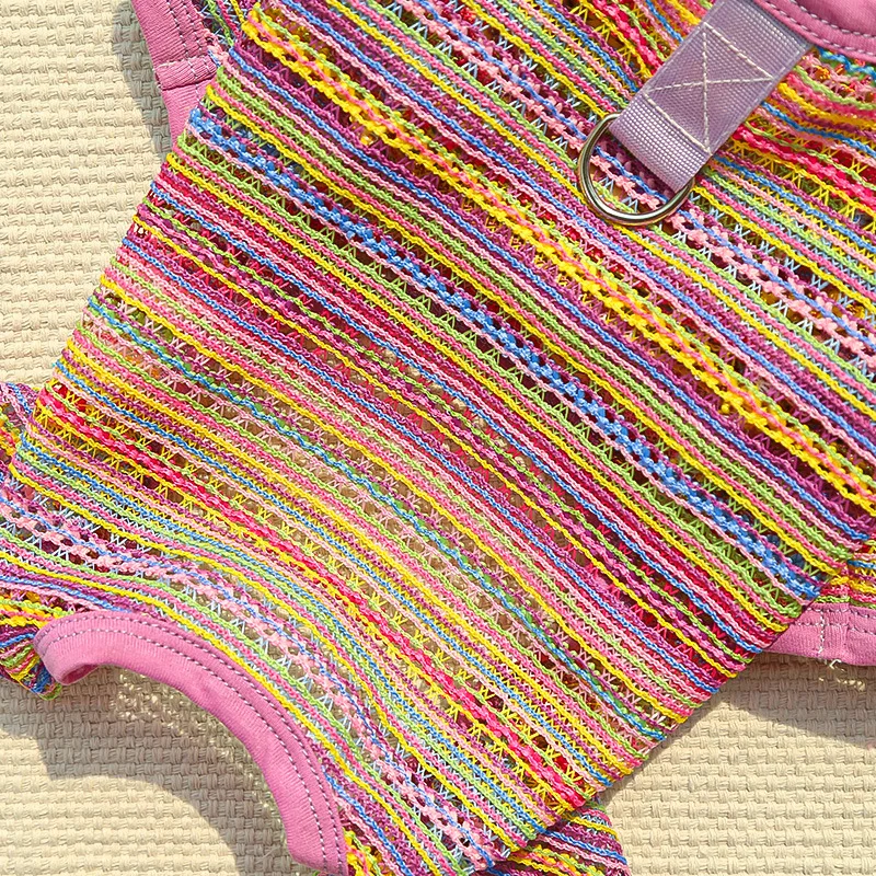 Ropa de tiras para perros, disfraz de verano, monos de malla, mono con anillo en D para niños y niñas, pijama de mono para cachorros y perros pequeños Chiwawa - imagen 3