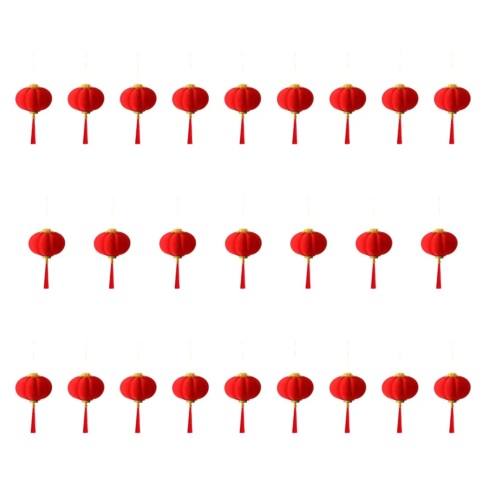 Mini linternas chinas rojas con colgante flocado, decoración de Año Nuevo Chino, linternas colgantes para China Town Store Office Dragon Boat