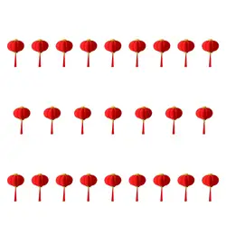 Mini linternas chinas rojas con colgante flocado, decoración de Año Nuevo Chino, linternas colgantes para China Town Store Office Dragon Boat