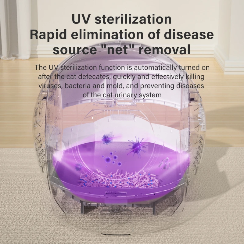 Nueva versión actualizada, segunda caja de arena automática para gatos, Control por aplicación EU US 65L, inodoro inteligente para gatos, caja de arena para gatos autolimpiante inteligente - imagen 4