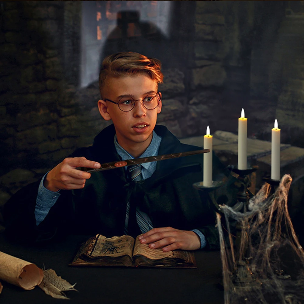 Velas LED flotantes con Control remoto de varita mágica, velas electrónicas cónicas remotas sin llama, decoración de fiesta de Halloween, luces de vela - imagen 4