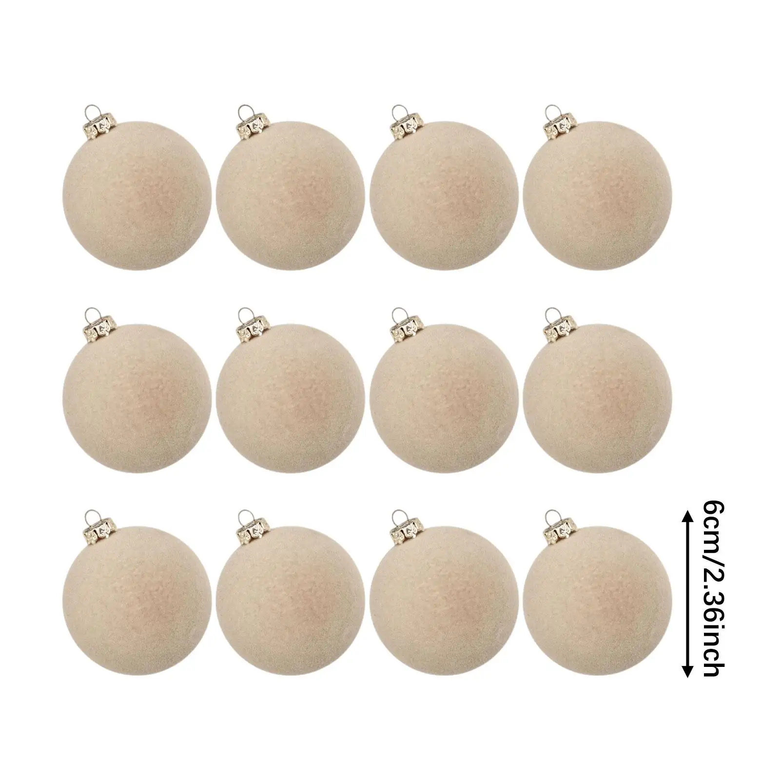 12x Velvet Christmas Balls Christmas Tree Decor Shatterproof Decorative Hanging