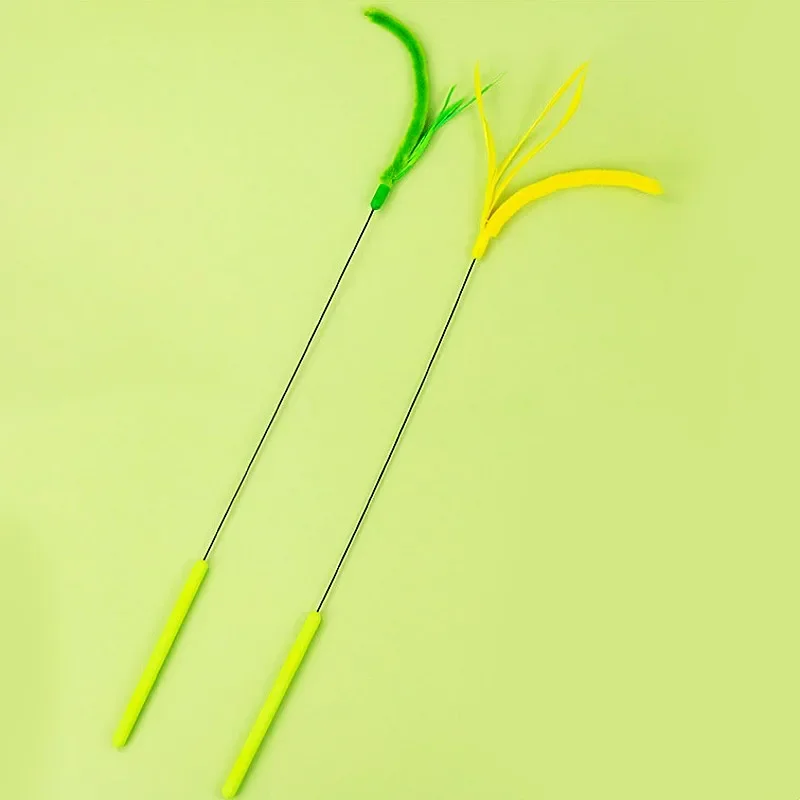 Juguete interactivo de plumas para gatos, palo de cola larga con campana, juguetes de entrenamiento, productos para mascotas - imagen 5