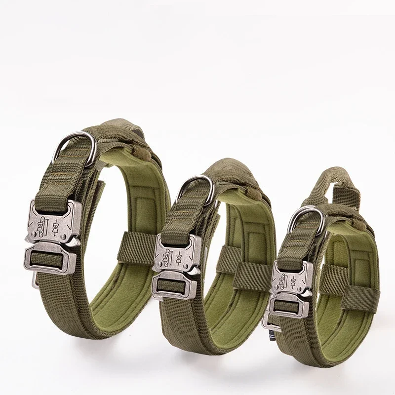 Collar militar táctico ajustable con mango, hebilla de Metal resistente, Collar de nailon para perros grandes, Doberman, Rottweiler - imagen 3