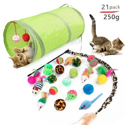 Juguetes para gatos – Juego con túnel, bola y vara