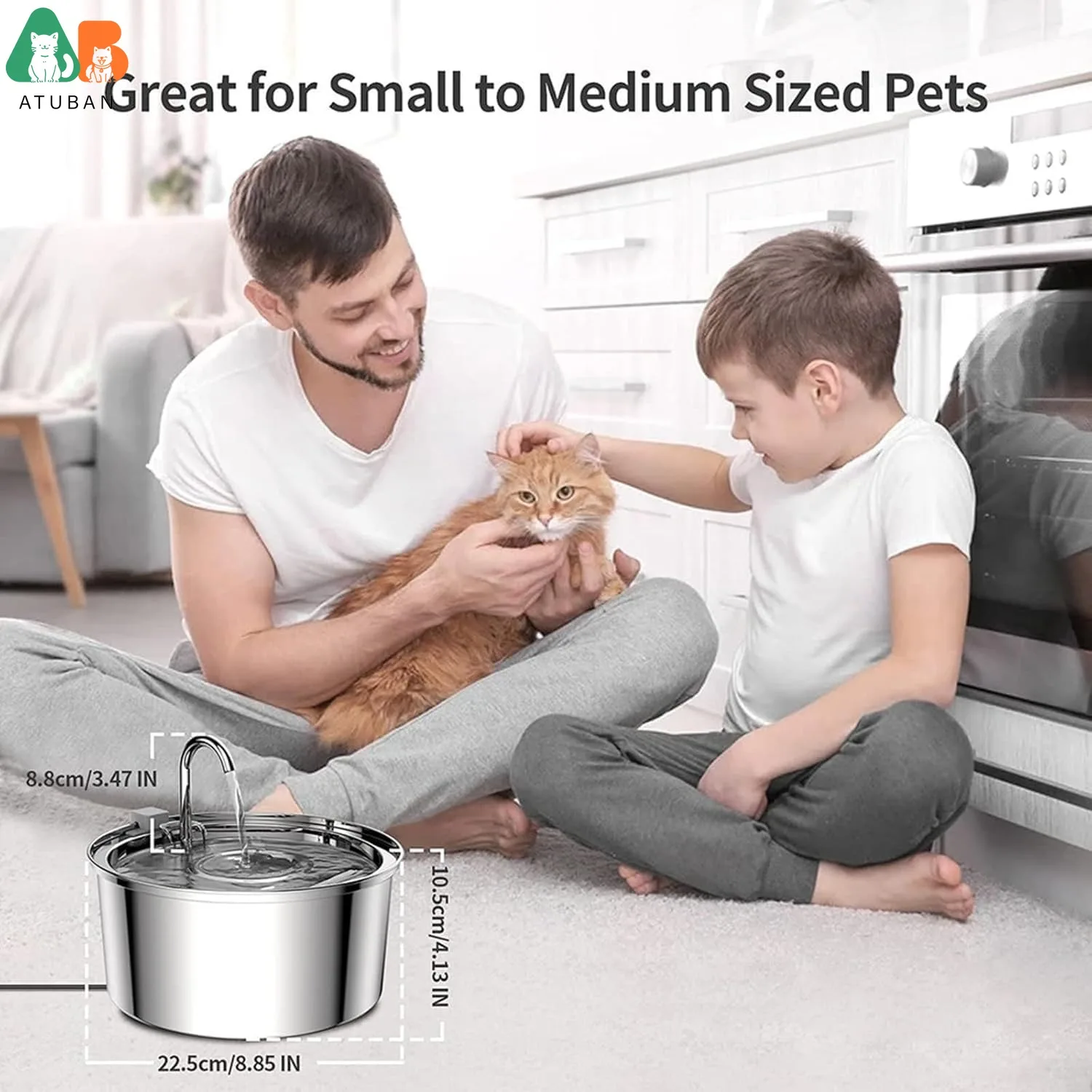 Fuente de agua para gatos y perros – Acero inoxidable ultrasilenciosa - imagen 5