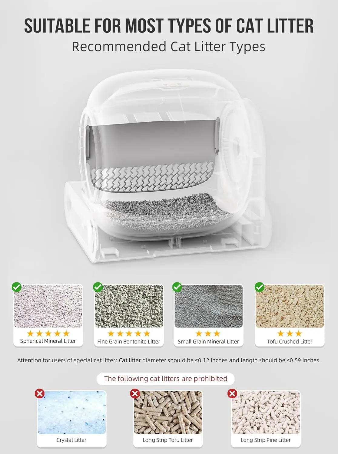 Tonepie-caja de arena inteligente automática para gatos, 65L, autolimpiante, totalmente cerrada, bandeja de arena para inodoro para mascotas - imagen 5