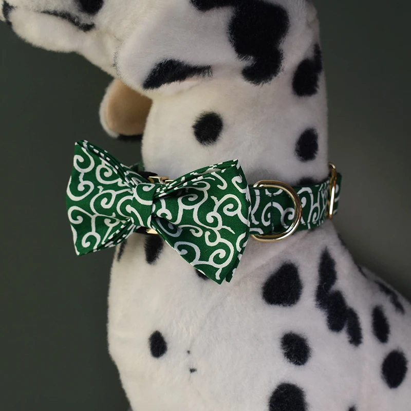 Collar de perro con lazo grabado gratis, correa de perro Labrador Bull Bowknot, correas de correa, hebilla ajustable, accesorios franceses, tres colores - imagen 2