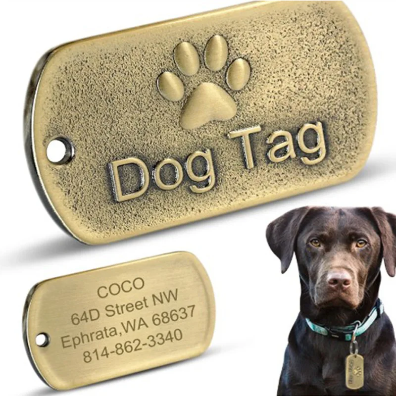 Etiqueta de identificación de mascotas grabada personalizable para perros y gatos, etiquetas de placa de identificación de Collar de perro con número de dirección antipérdida personalizado - imagen 2