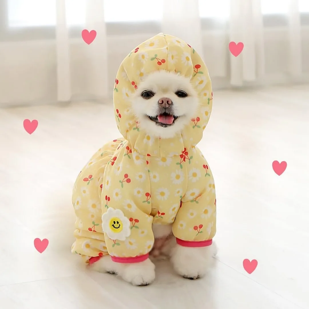 Mono para mascotas, cubierta exterior transpirable a prueba de mosquitos para perros, chaqueta de protección solar con capucha de cuatro patas, ropa para cachorros