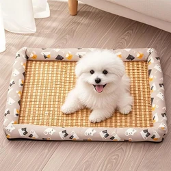 Cama para perros grandes y gatos - cuadrada y refrescante bambu