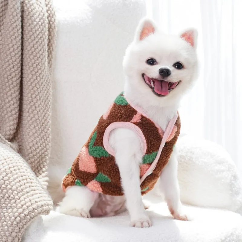 Abrigo de invierno para perro, ropa de lana para perro, chaleco cálido con estampado de frutas para perro, ropa para Chihuahua, caniche, Bichon, cárdigan, disfraz para cachorro, abrigos para gato - imagen 4