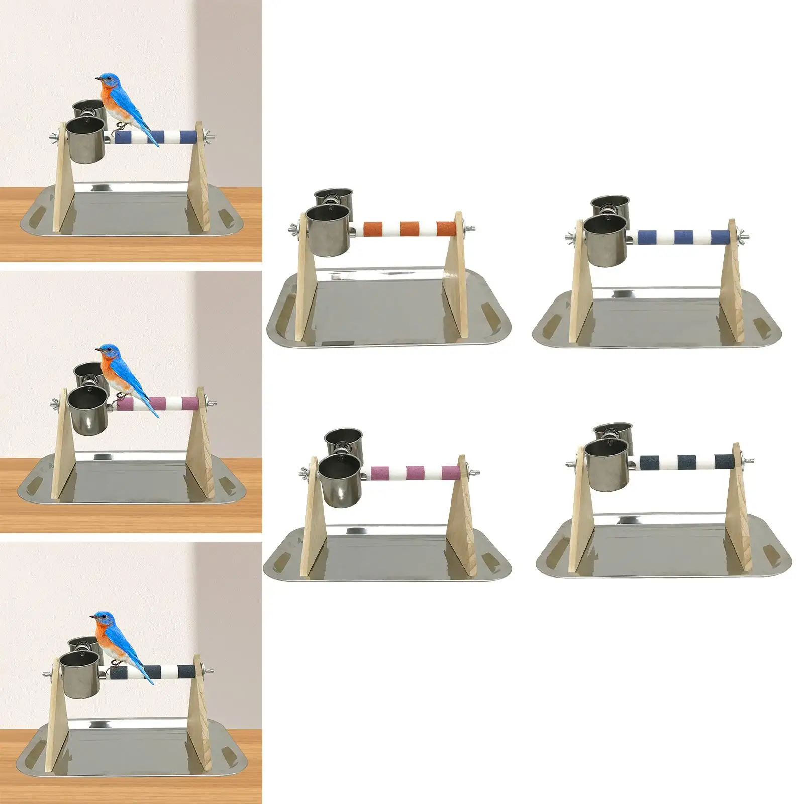 Parque infantil para loros, soporte para juegos de pájaros, juguetes para loros, percha de madera para conos, cacatúas - imagen 4