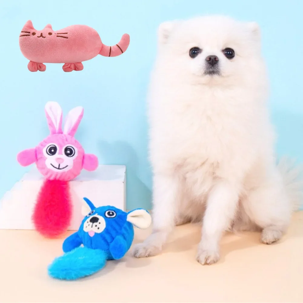 Juguete chirriante con forma de animales para perros pequeños, cosas de peluche, juguetes para masticar para perros, accesorios interactivos para cachorros malalteses - imagen 3
