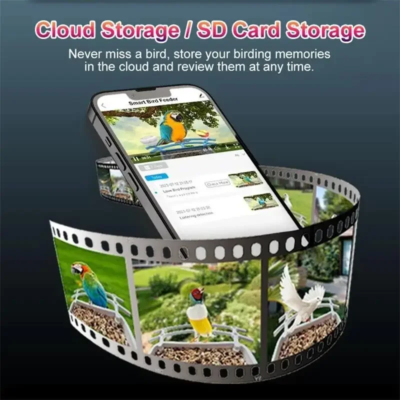 Comedero inteligente para pájaros con cámara, vídeo HD de 2K, identificación de IA, especie de pájaros con energía Solar, captura automática de vídeos y notificación de aves - imagen 4