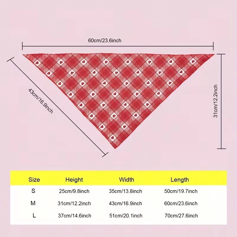 Bandana babero San Valentín con corazones para perros y gatos - imagen 2