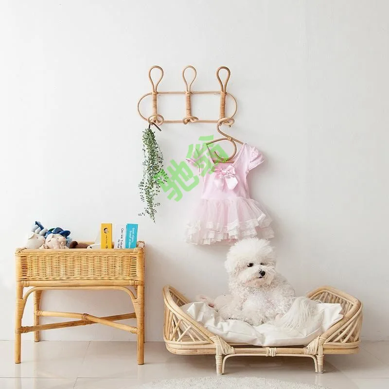 Camas artísticas de ratán para mascotas, sofá tejido para perros, cama de princesa para gatos, cama de mimbre para el día, nido para gatos, suministros para perros y mascotas - imagen 3
