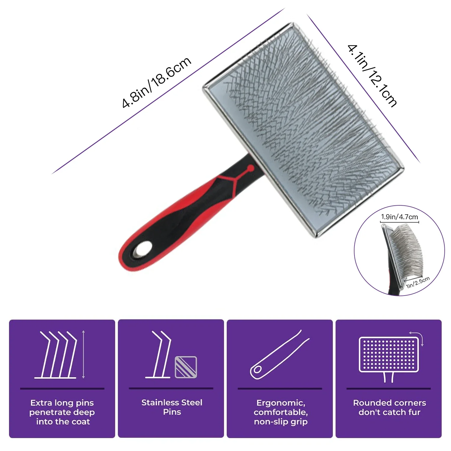 Cepillo profesional para perros, cepillo rebanador Extra largo de grado, mango ergonómico, elimina la capa interior suelta y enredos para el cuidado de perros - imagen 2