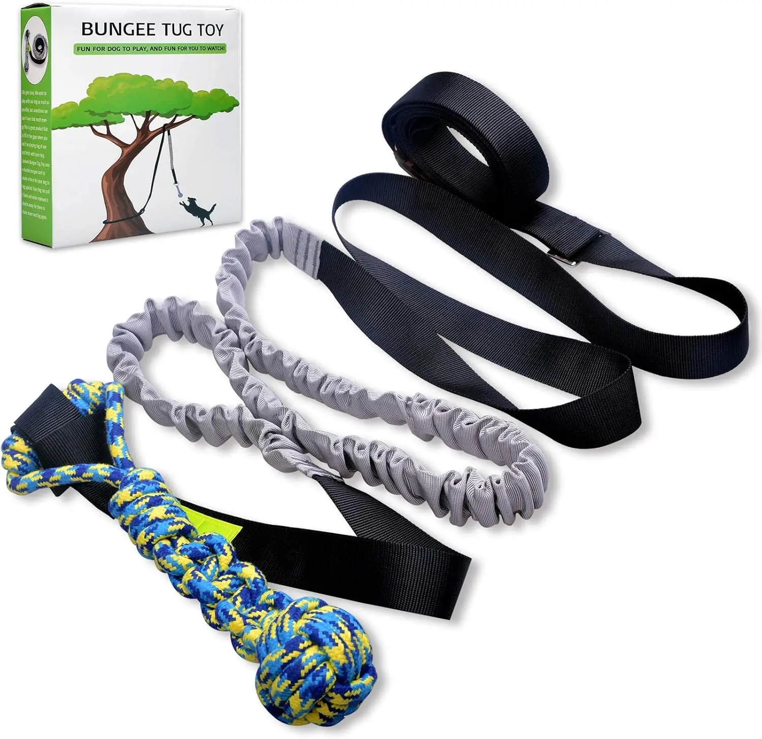 Juguete extractor elástico para exteriores, juguete para perros que cuelgan desde el árbol para perros pequeños y grandes, cordón de juego de ejercicio interactivo y correa con cuerda para masticar