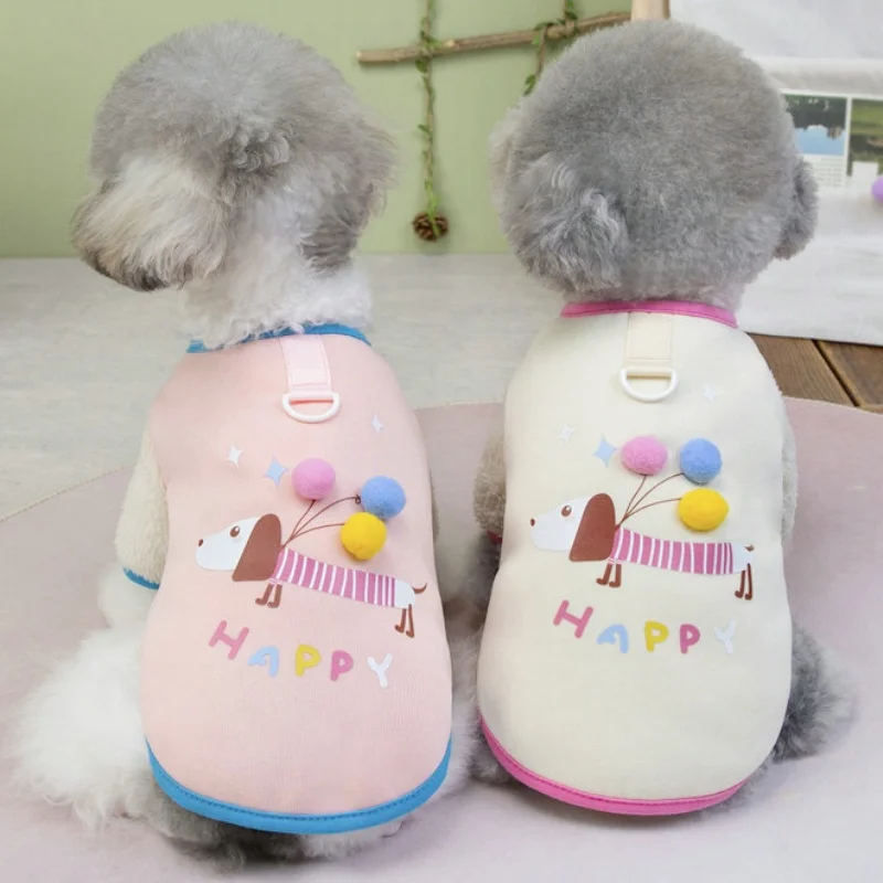 Otoño sudaderas con capucha para perros con anillo en D moda nueva ropa para perros estampado de dibujos animados sudaderas con capucha para cachorros cálido suave jerseys para gatos Chihuahua trajes para mascotas - imagen 3