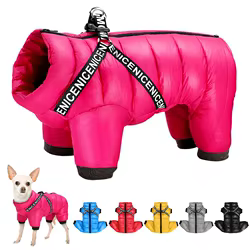 Chaqueta de invierno para perros con arnés – Impermeable y cálida