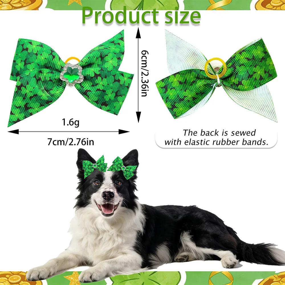 Lazos verdes día de San Patricio para perros – hechos a mano - imagen 2