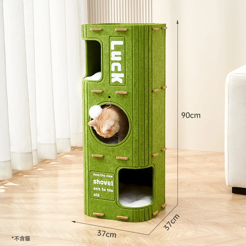 Cubo nido de escalada para gatos, suministros dobles y grandes para productos para mascotas, muebles especiales, rascadores para casa de gato con agujero de árbol de fieltro, accesorios - imagen 4