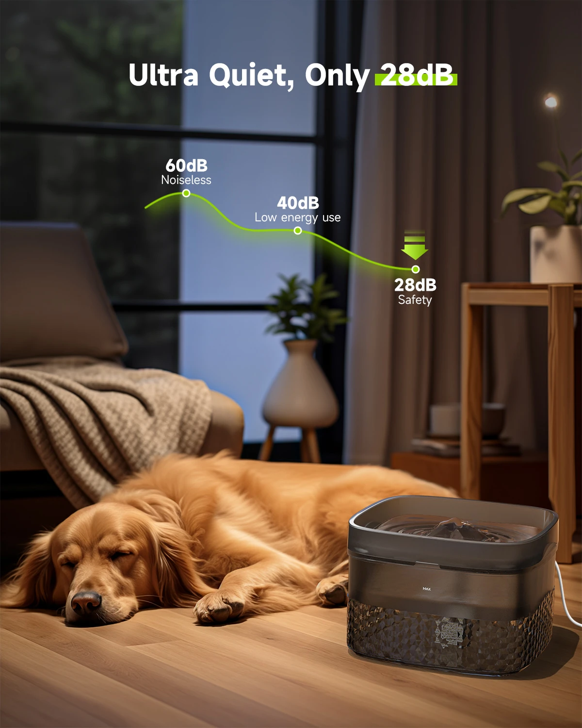 VOFORD-fuente de agua para mascotas con bomba ultrasilenciosa, dispensador automático de bebidas para gatos y perros, 2.4Gal/304oz, 9L - imagen 5