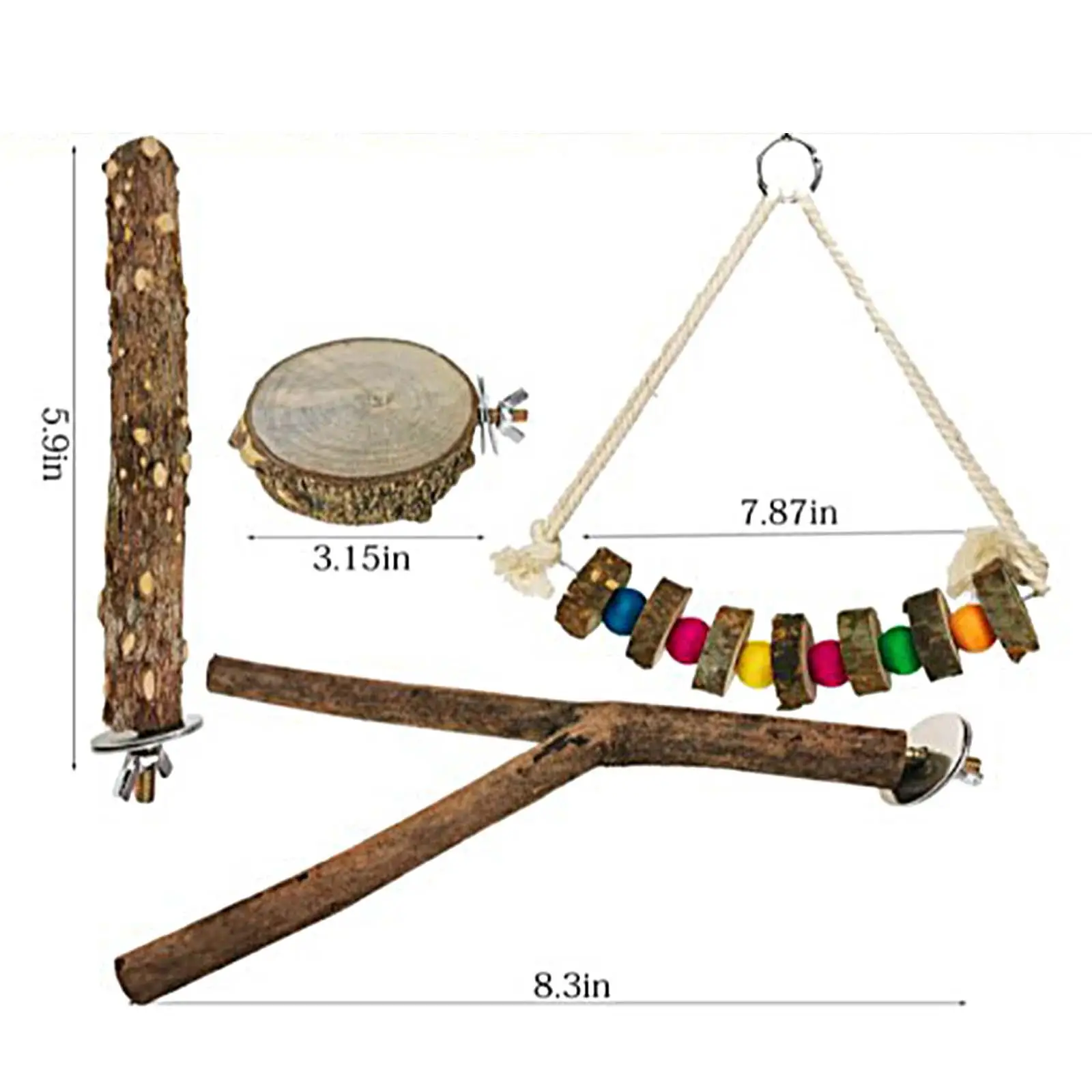 Large Parrot Toys Bird Branch Perch Climbing Playground Wood Stand Platform Bird