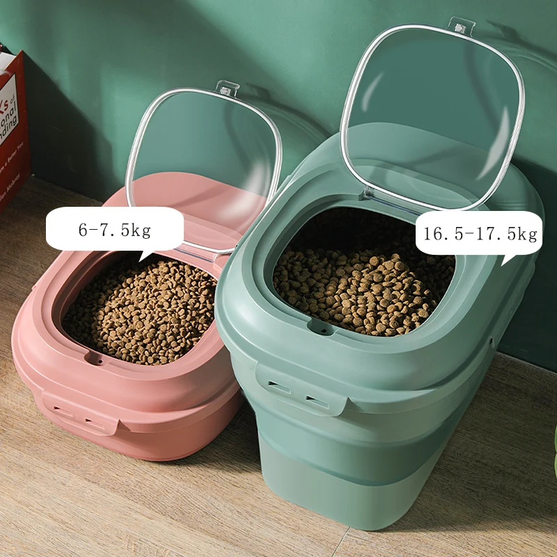 Contenedor de almacenamiento de alimentos para perros y mascotas, bolsa de caja de comida seca para gatos de 23L, sello hermético a prueba de humedad con taza medidora, productos de arena para gatitos - imagen 2