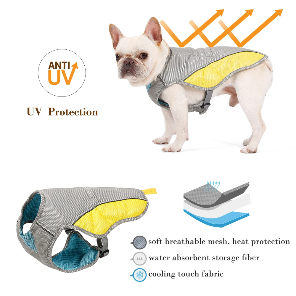 Chaleco refrescante de verano para perros, chaqueta para perros con tecnología de microfibra fría evaporativa, camisa de protección UV ajustable - imagen 3
