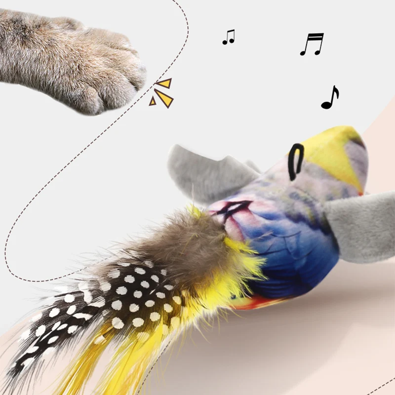 HOOPET-palo interactivo divertido para gato, simulación de pájaro, pluma peluda, ventosa, palo para gato, juguete para gatito, accesorios para mascotas - imagen 4