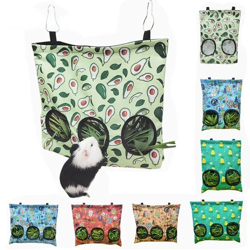 Bolsa de heno para colgar, soporte para alimentador, dispensador de alimentación, contenedor para Conejo, conejillo de indias, animales pequeños, accesorios para jaula de conejo - imagen 2