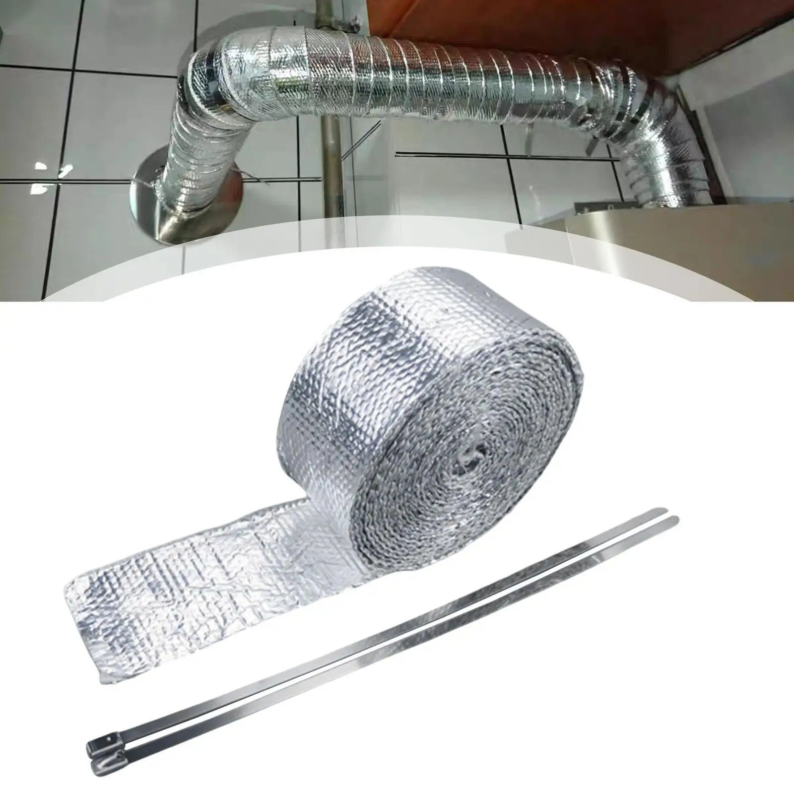 Fiberglass Aluminum Foil Double Sided Tape,Multipurpose Exhaust Heat Resistant Tape Self Adhesive for Repair Ductwork Dryer Vent