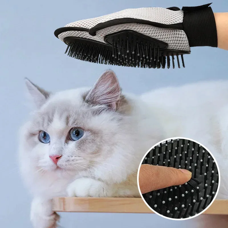 Guantes de masaje para baño de mascotas, peine para el pelo para despolluffar perros y gatos, deshedding de pelo de piel, peines suaves y eficientes, productos de masaje para el baño de mascotas - imagen 4