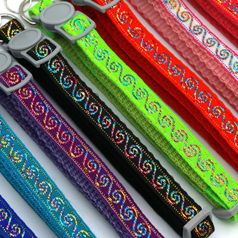 Collar de nailon personalizado con estampado de nubes para gato, Collar con etiqueta de nombre de identificación, productos para mascotas, suministros para gatitos Unisex pequeños y rápidos - imagen 4